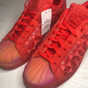 NWT ADIDAS Xeno Red Holographic Superstars Sz 11